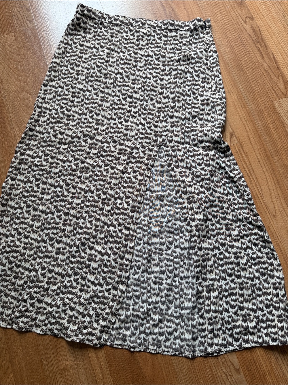 H&M Brown and Tan A-Line Printed Midi Skirt